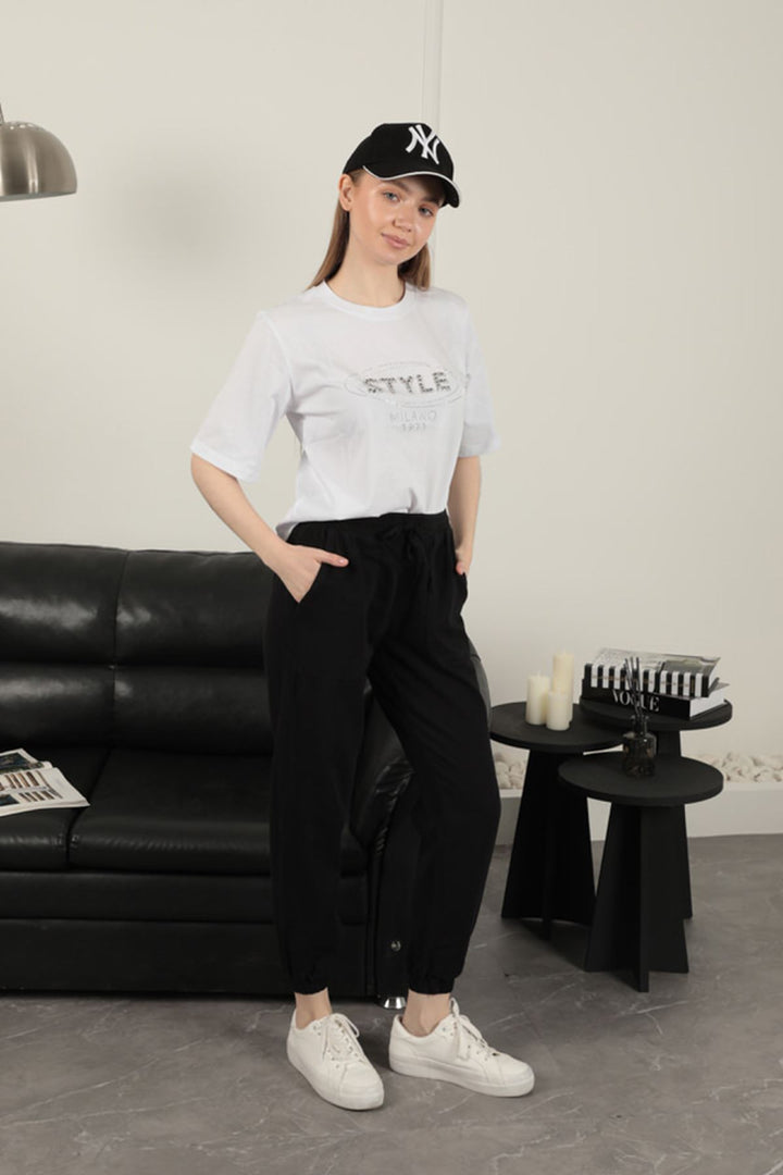 KKT Women's Elastic Leg Trousers-Black - Poinciana