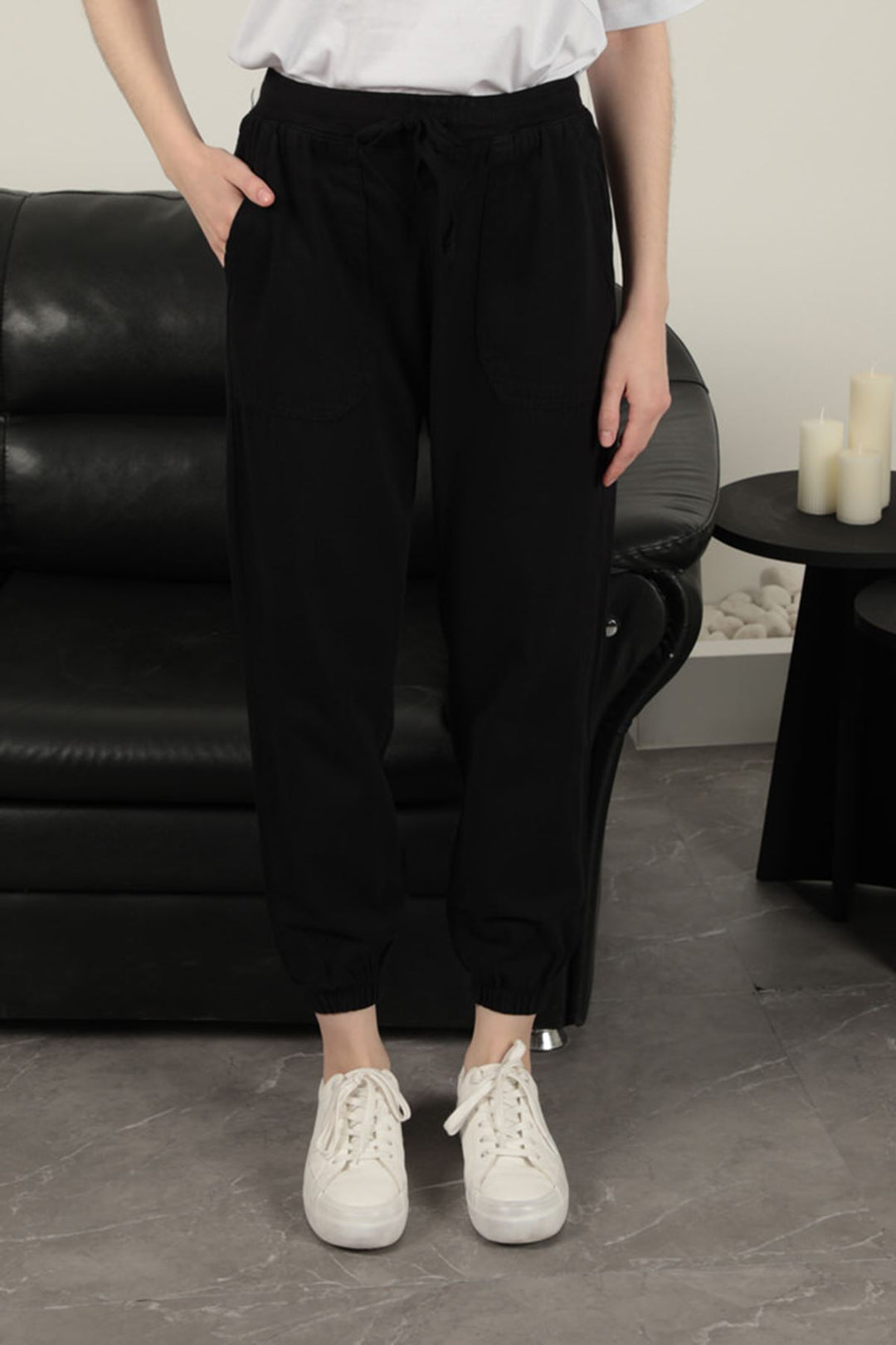 KKT Women's Elastic Leg Trousers-Black - Poinciana