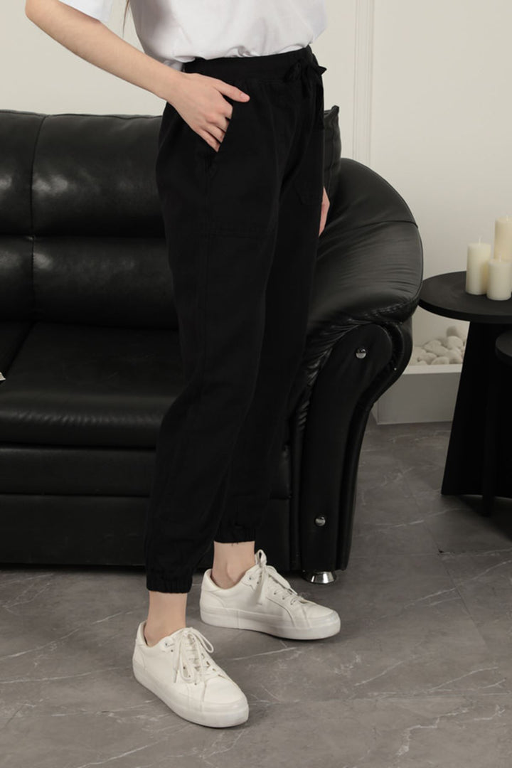 KKT Women's Elastic Leg Trousers-Black - Poinciana