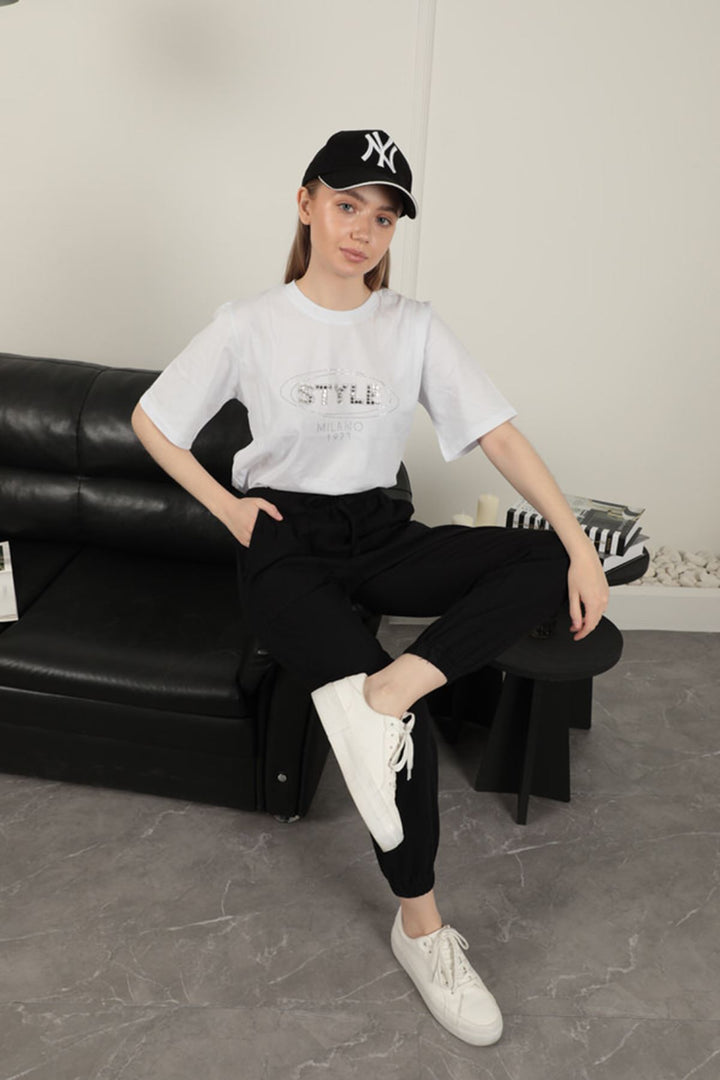KKT Women's Elastic Leg Trousers-Black - Poinciana