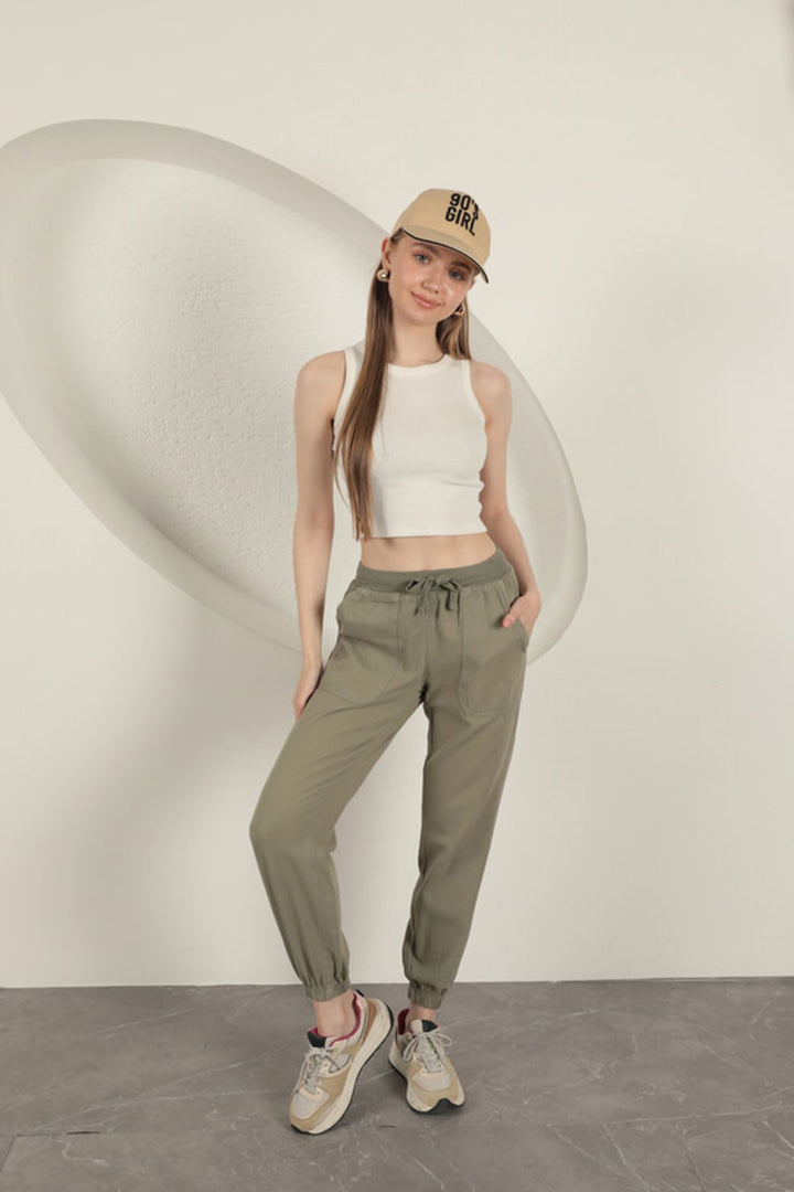 KKT Elastic Leg Women's Trousers-Khaki - Los Reyes de Salgado