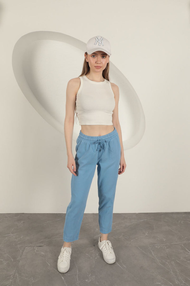 KKT Tasseled Women's Trousers-Blue - Montclair