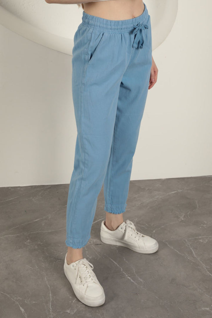 KKT Tasseled Women's Trousers-Blue - Montclair