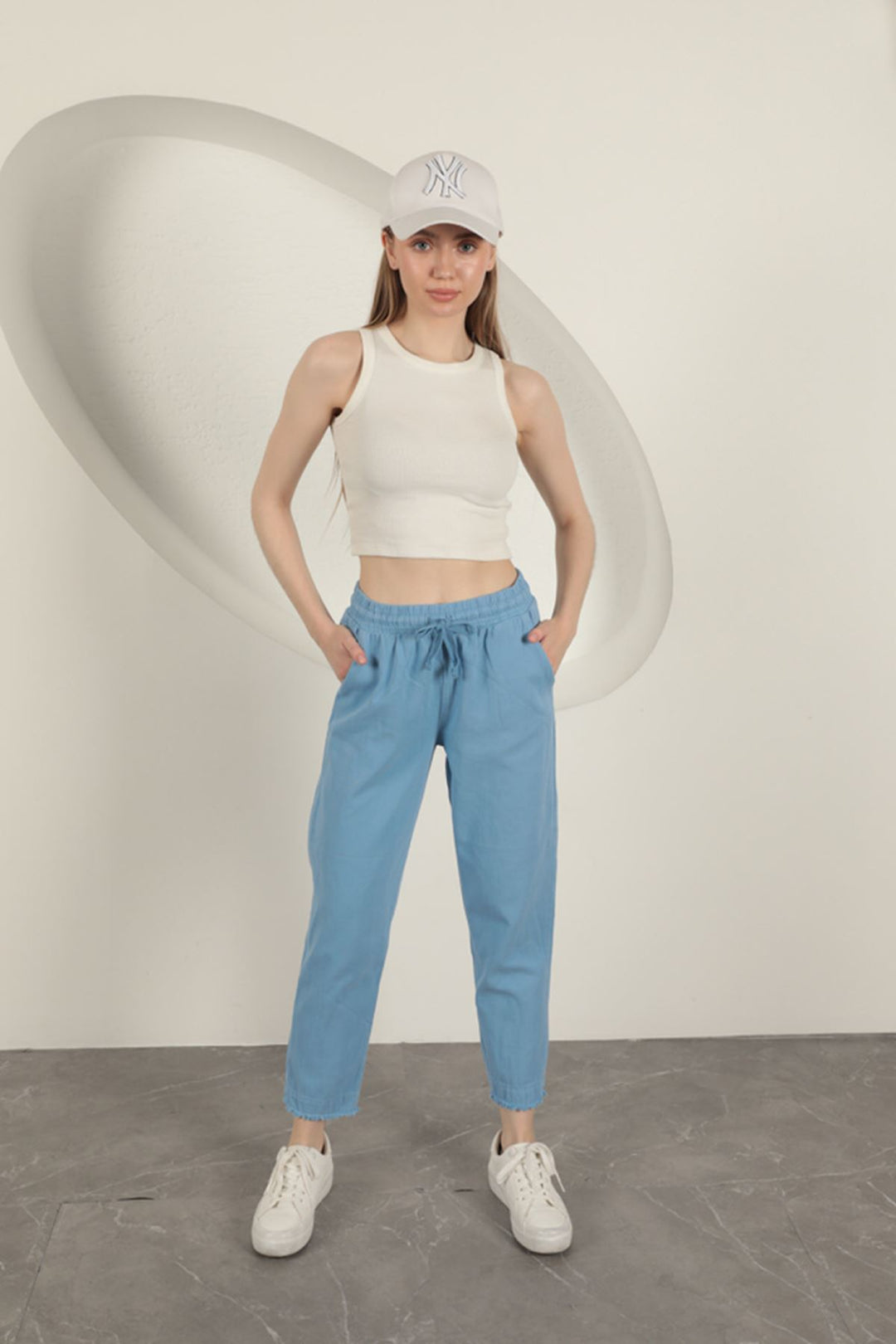 KKT Tasseled Women's Trousers-Blue - Montclair