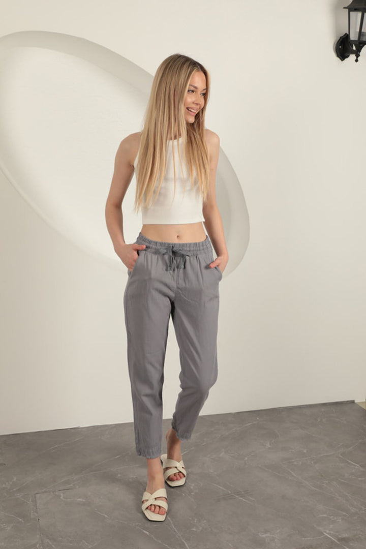 KKT Tasseled Women's Trousers-Grey - Tenancingo