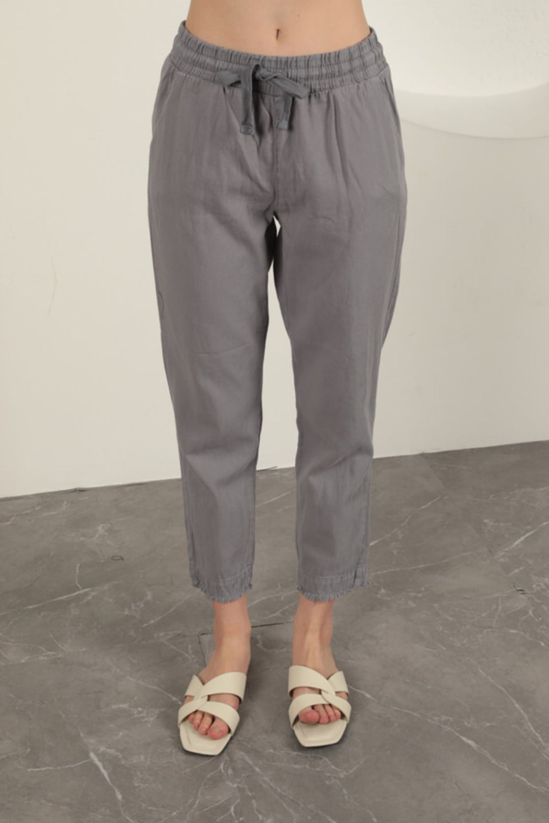 KKT Tasseled Women's Trousers-Grey - Tenancingo