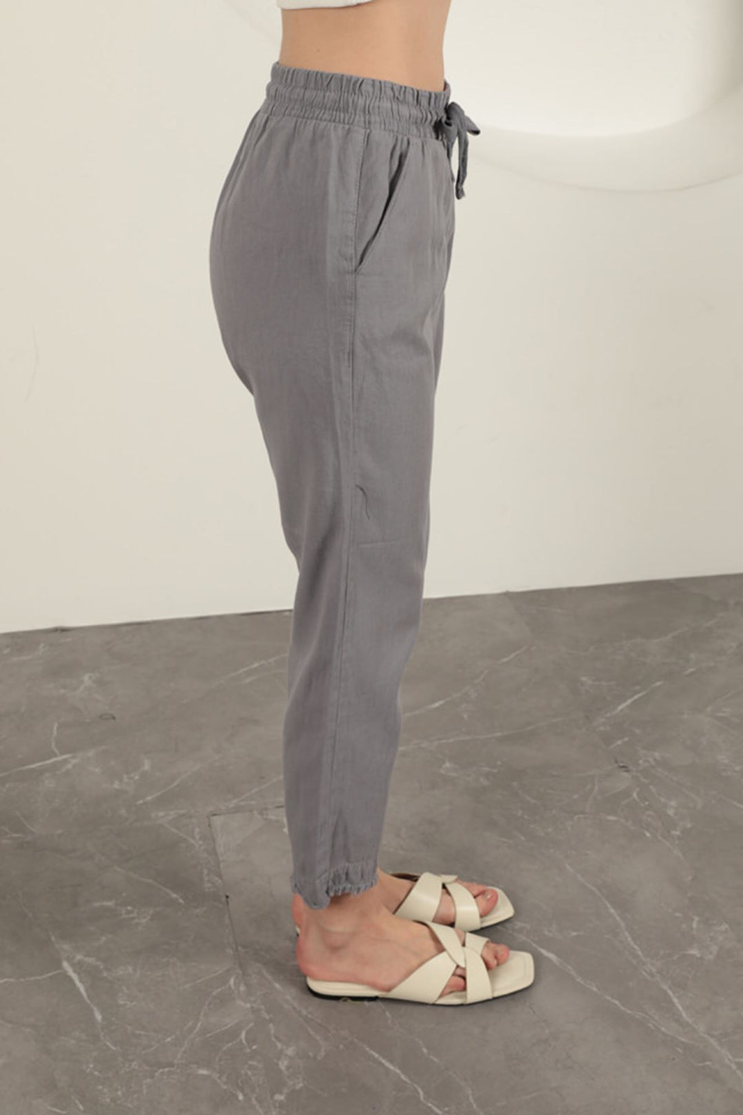 KKT Tasseled Women's Trousers-Grey - Tenancingo