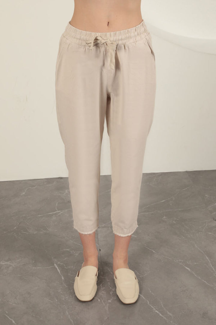 KKT Tasseled Women's Trousers-Stone - Franklin