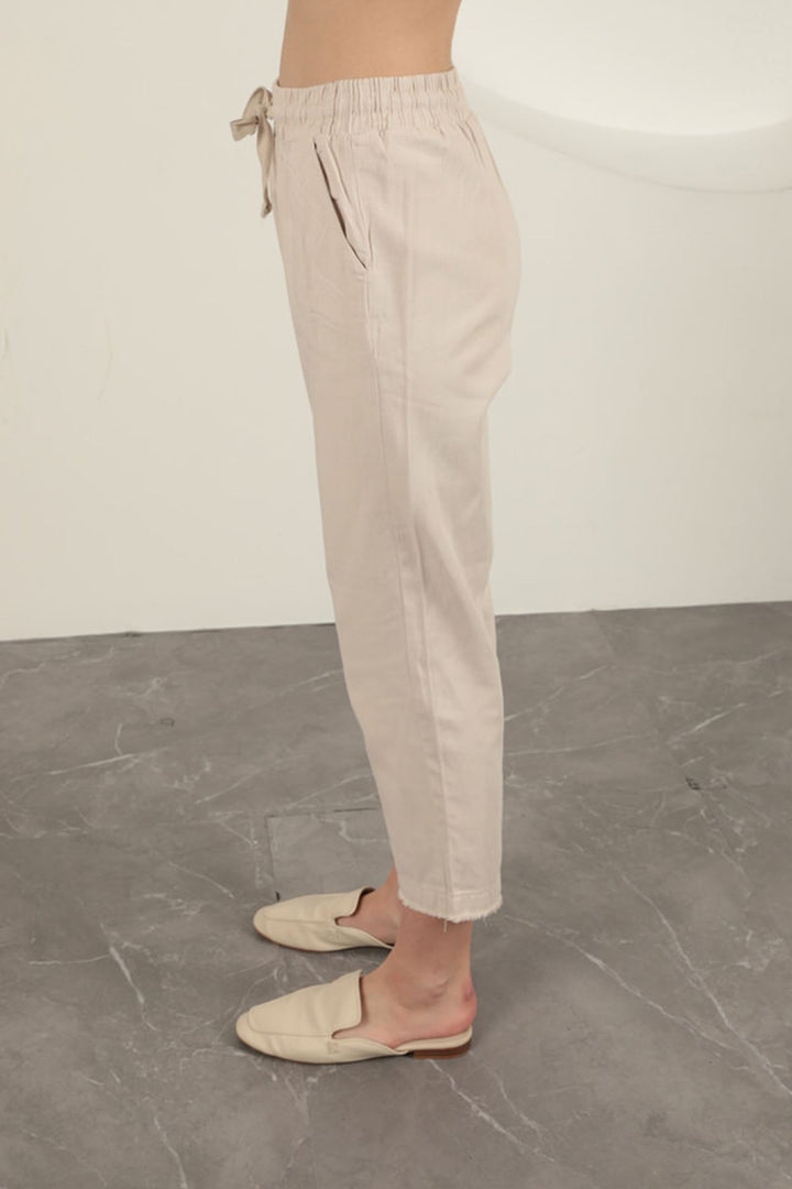 KKT Tasseled Women's Trousers-Stone - Franklin