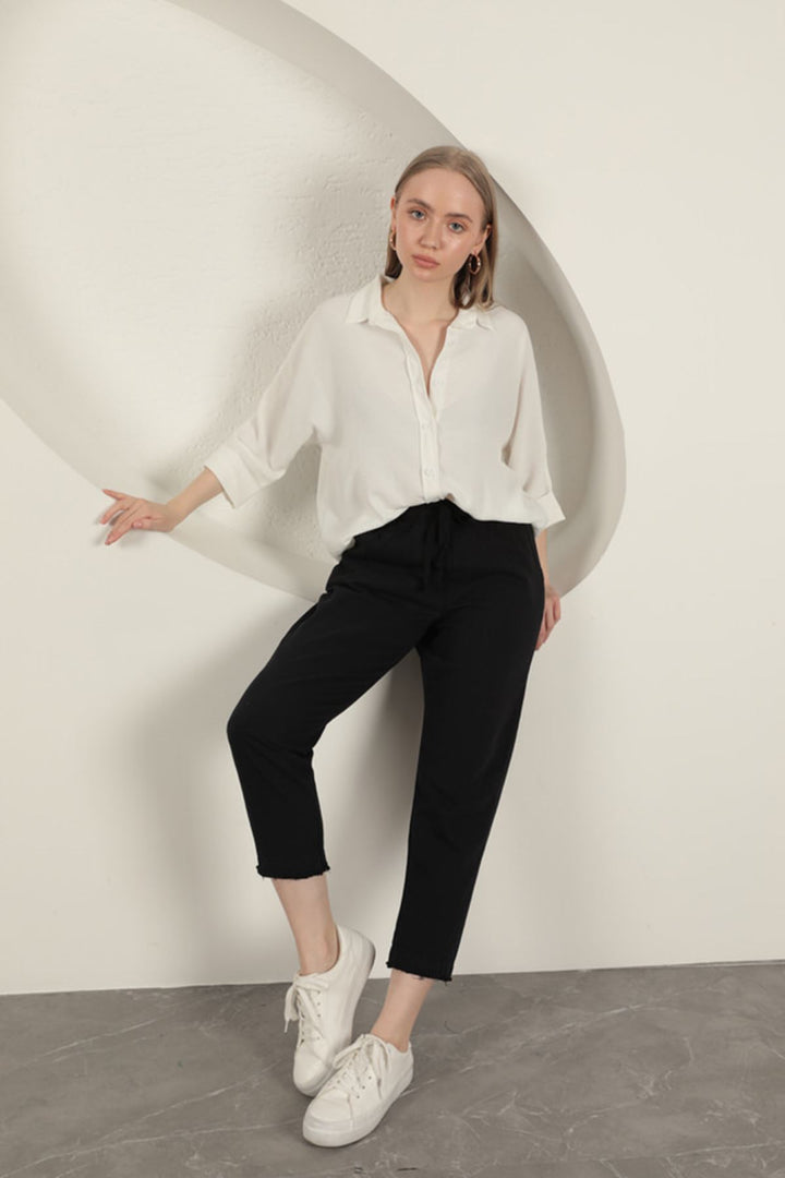 KKT Tasseled Women's Trousers-Black - Aversa