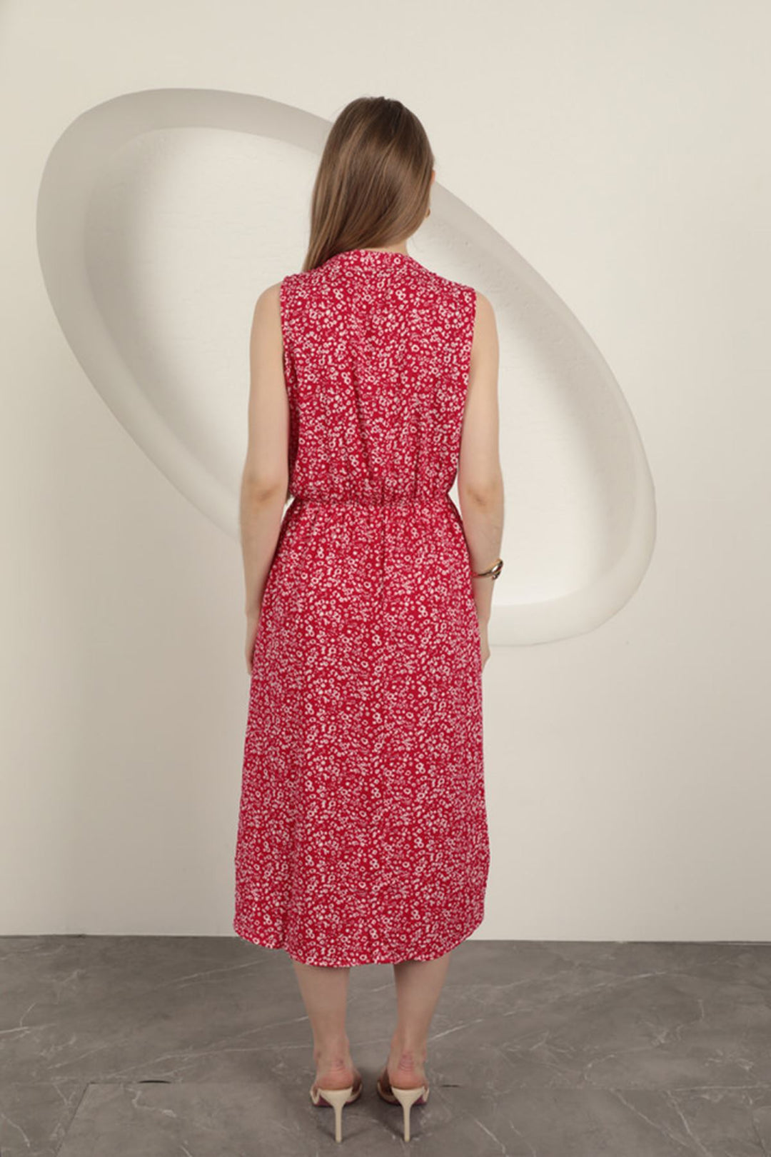 KKT Viscose Fabric Crisp Patterned Dress-Fuchsia - Panama City