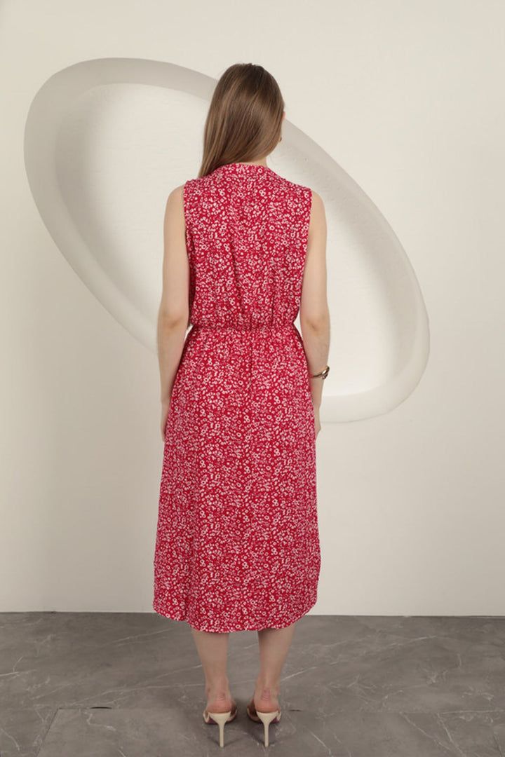 KKT Viscose Fabric Crisp Patterned Dress-Fuchsia - Panama City