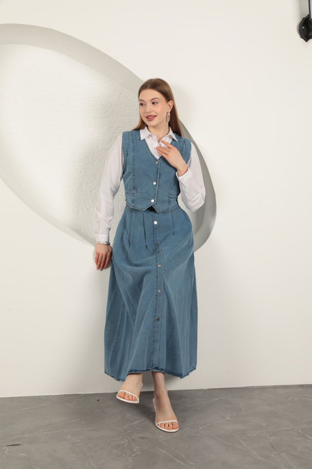KKT Denim Fabric Vest Suit-Blue - Medemblik