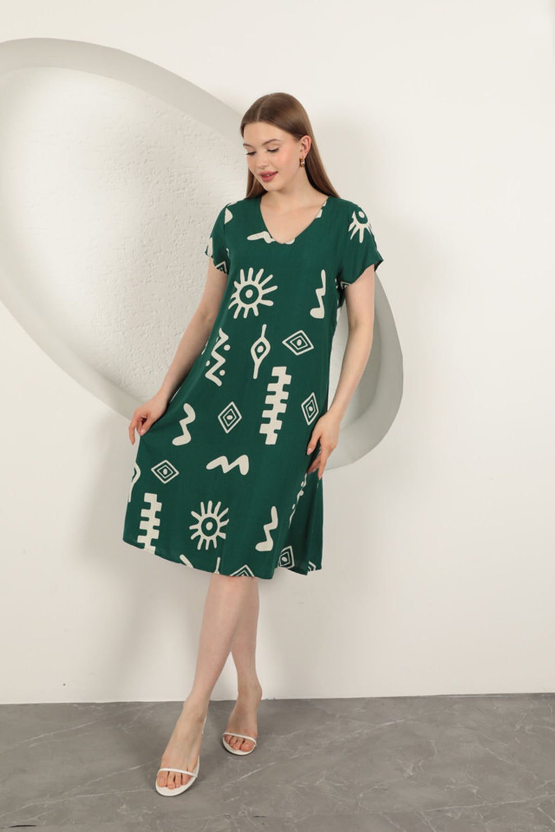 KKT Viscose Fabric Ethnic Dress-Green - Lake Forest