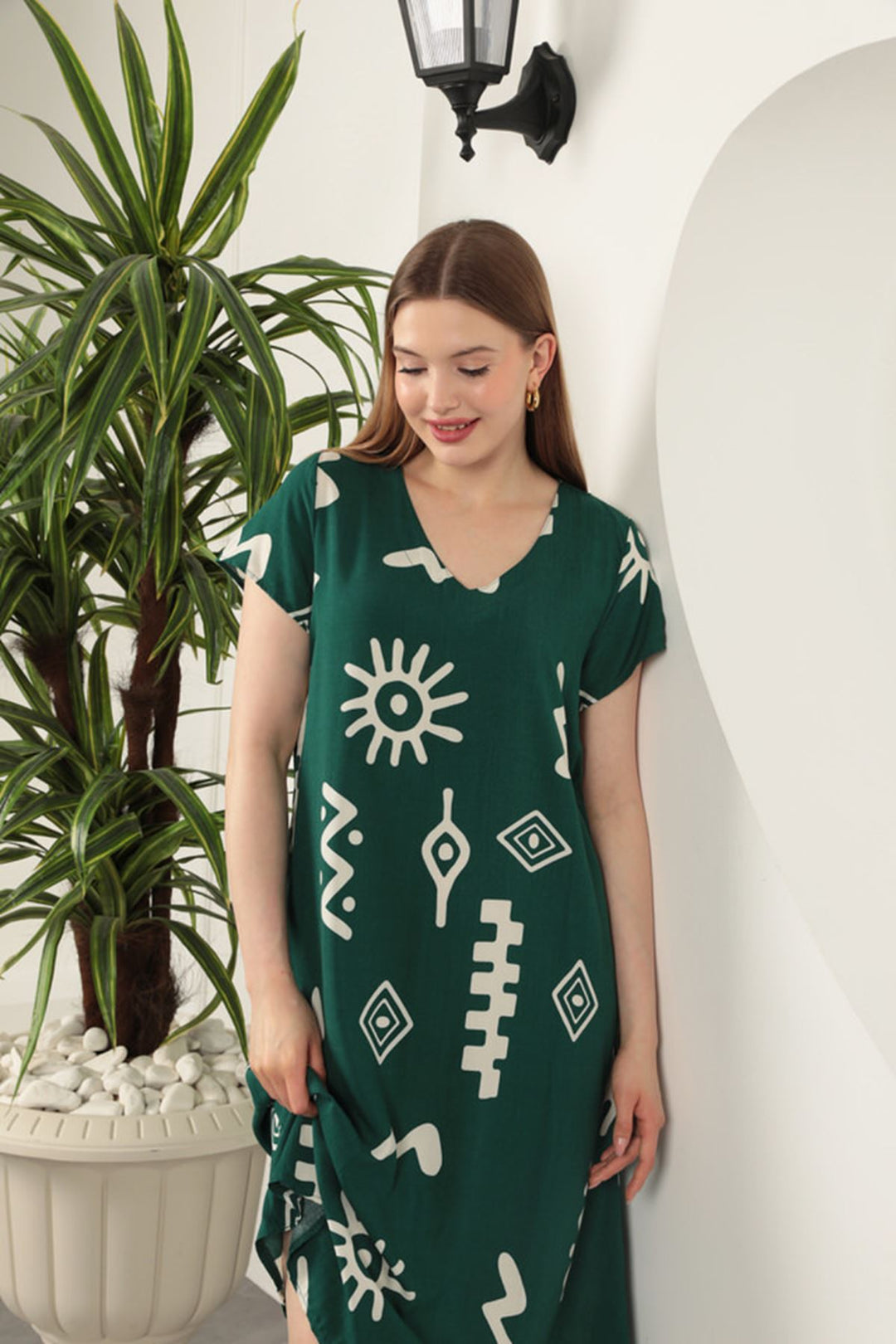 KKT Viscose Fabric Ethnic Dress-Green - Lake Forest