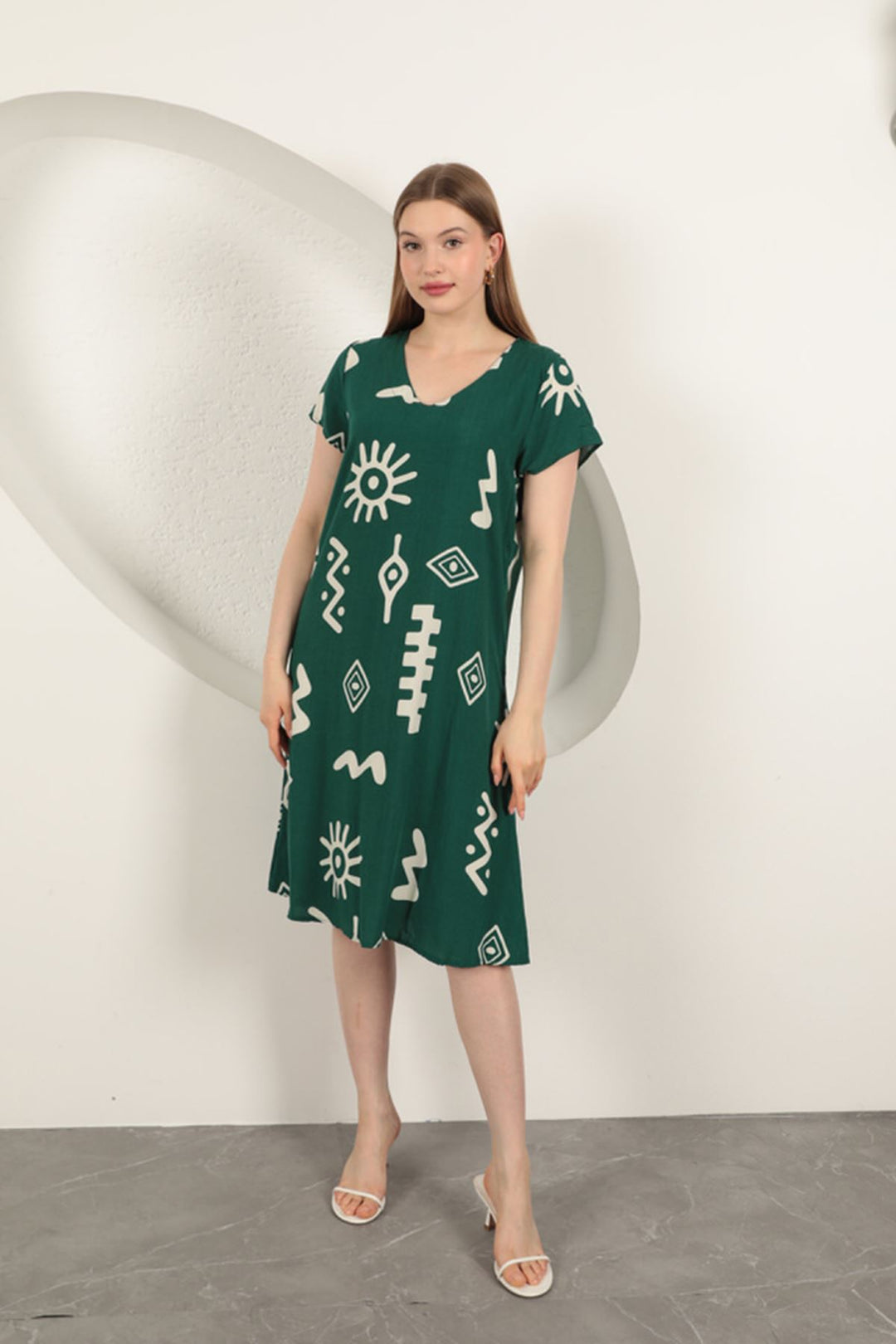 KKT Viscose Fabric Ethnic Dress-Green - Lake Forest