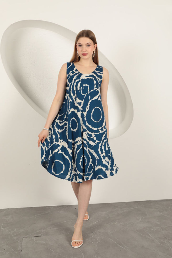 KKT Viscose Fabric Patterned Dress-Indigo - Vineland