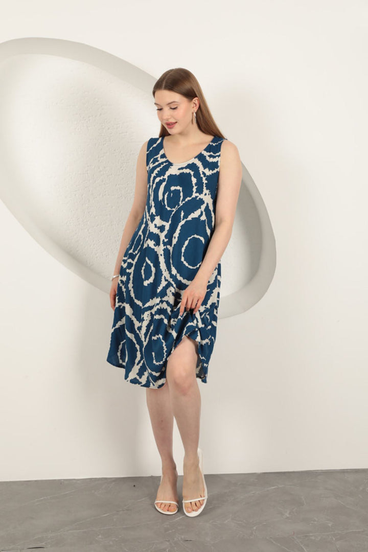 KKT Viscose Fabric Patterned Dress-Indigo - Vineland