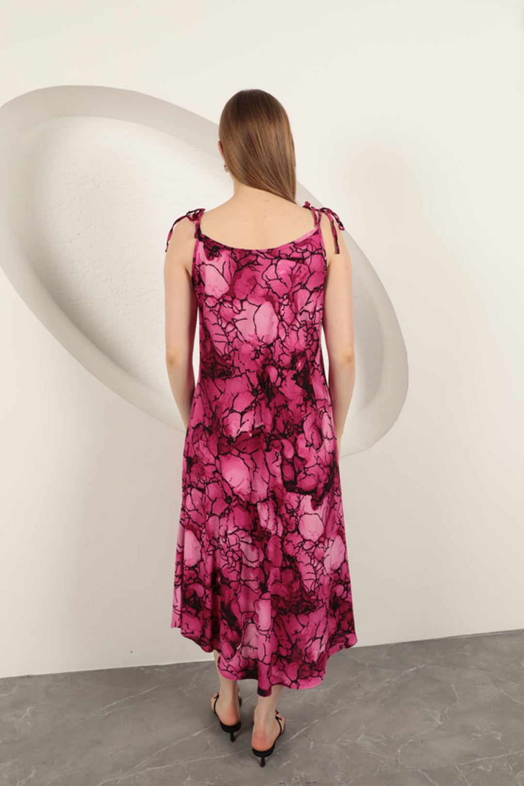 KKT Viscose Fabric Watercolour Patterned Dress-Fuchsia - Salinas Victoria