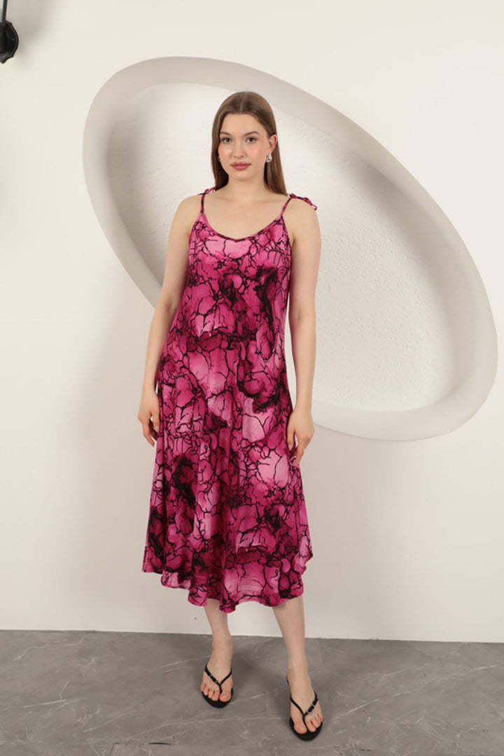 KKT Viscose Fabric Watercolour Patterned Dress-Fuchsia - Salinas Victoria