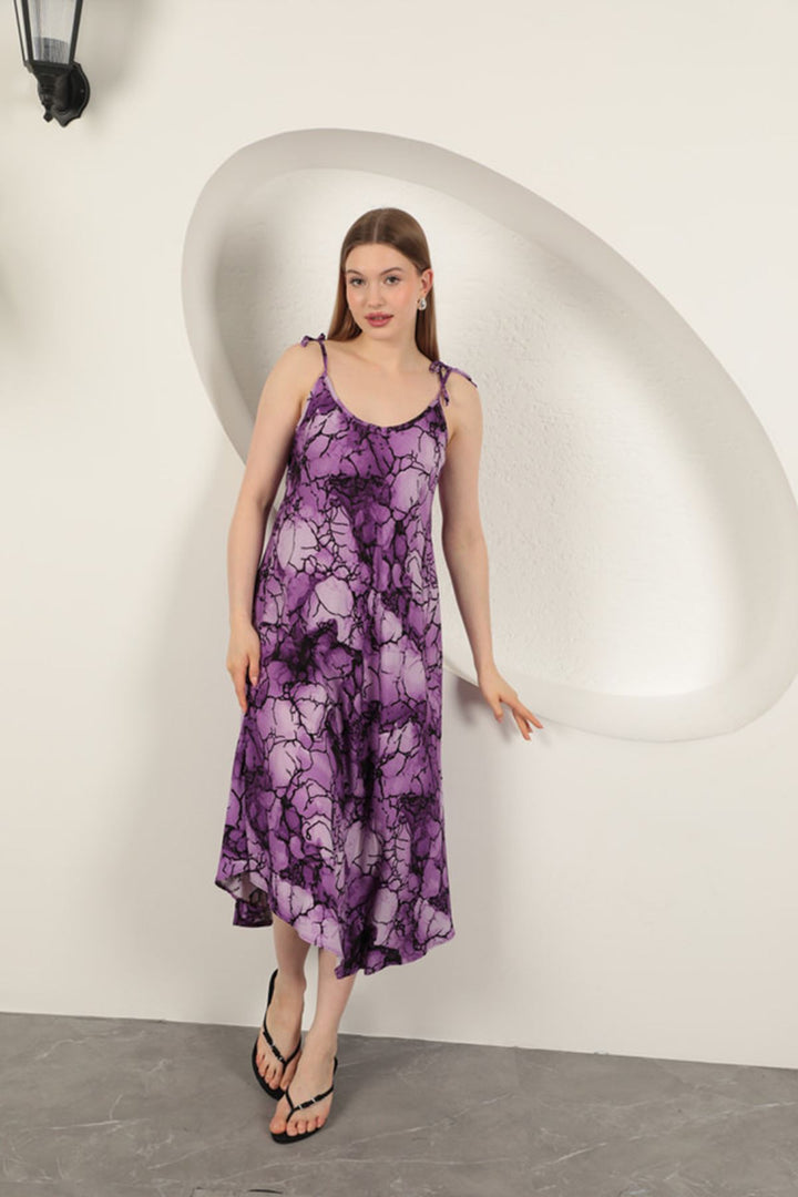 KKT Viscose Fabric Watercolour Patterned Dress-Purple - Ocozocoautla de Espinosa