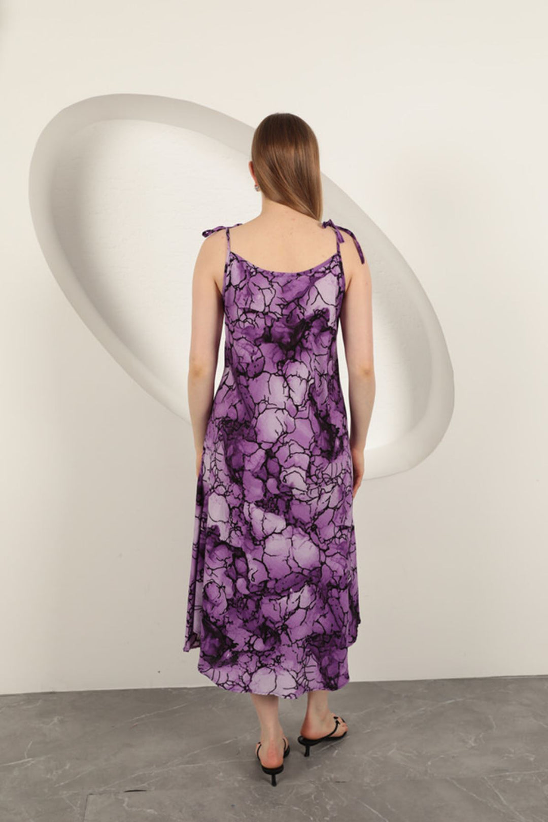 KKT Viscose Fabric Watercolour Patterned Dress-Purple - Ocozocoautla de Espinosa