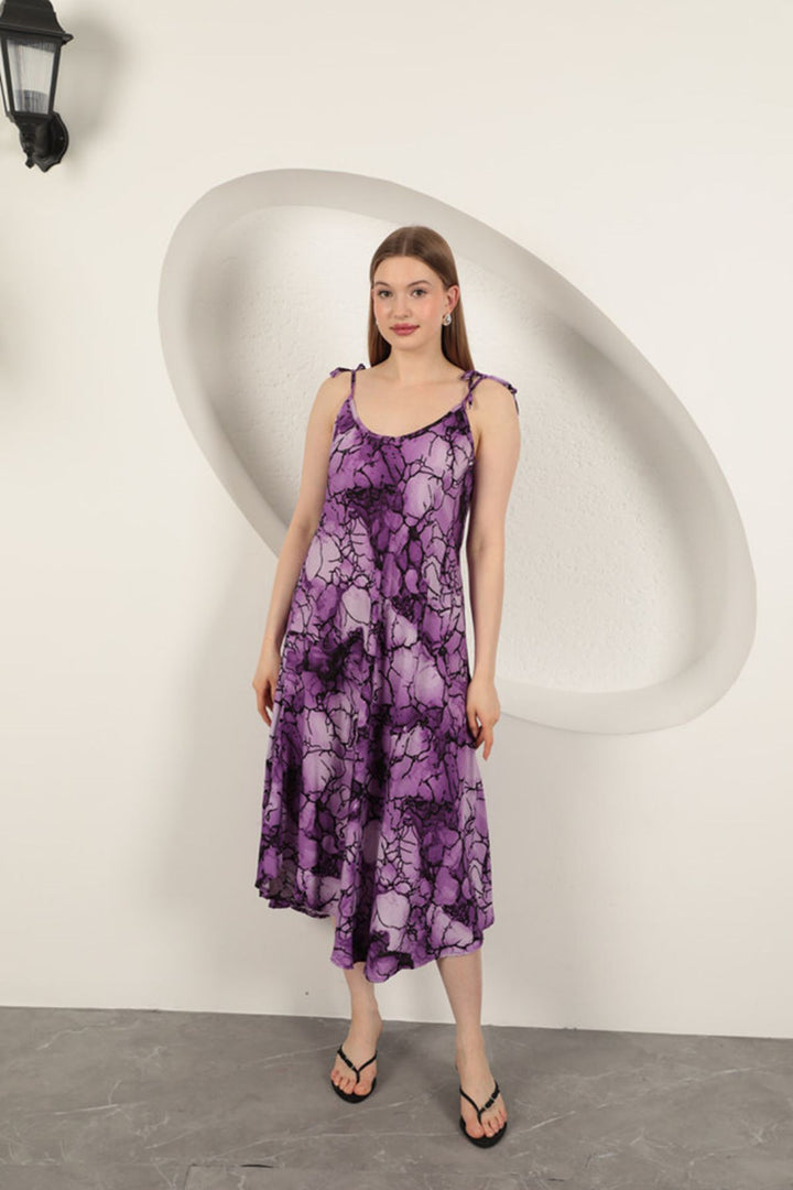 KKT Viscose Fabric Watercolour Patterned Dress-Purple - Ocozocoautla de Espinosa