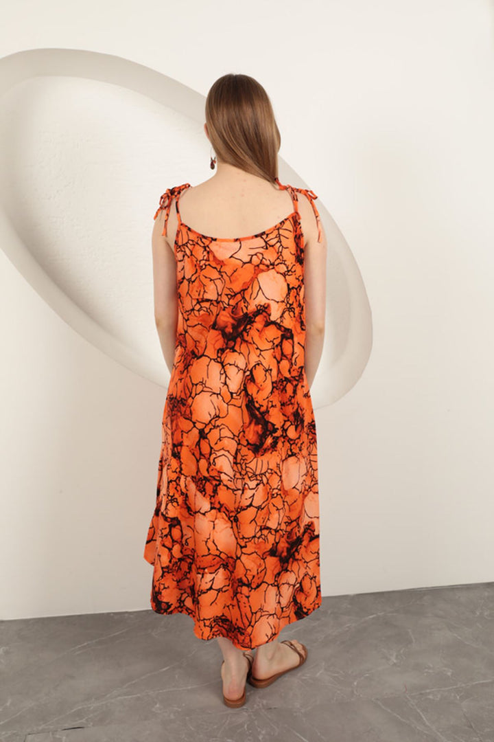 KKT Viscose Fabric Watercolour Patterned Dress-Orange - Kendale Lakes