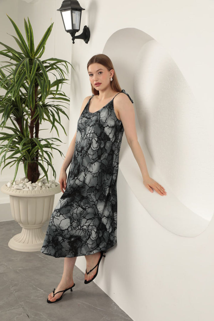 KKT Viscose Fabric Watercolour Patterned Dress-Black - Old Bridge