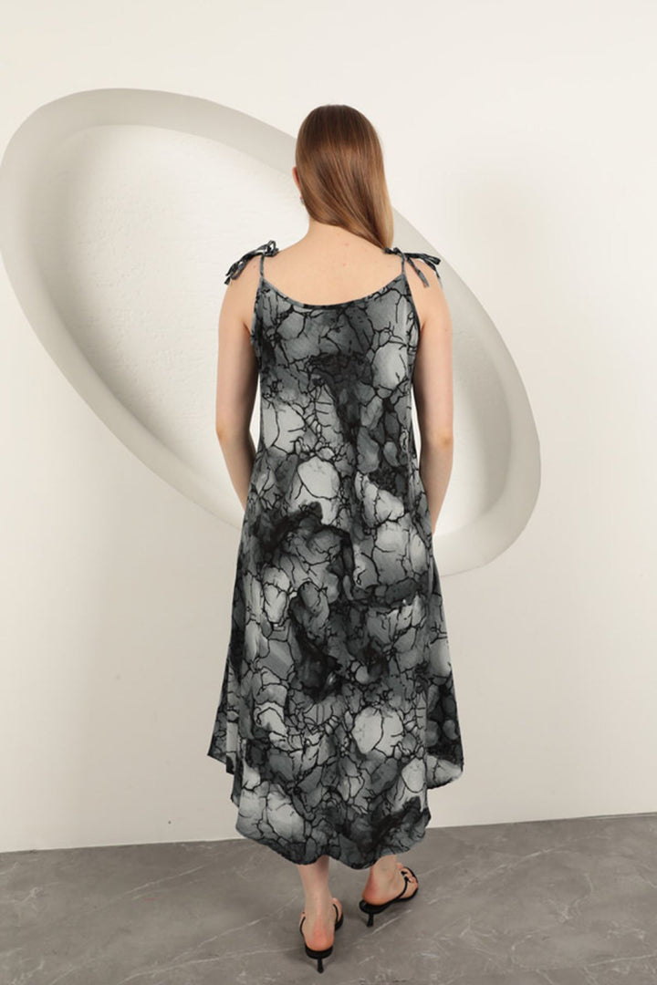 KKT Viscose Fabric Watercolour Patterned Dress-Black - Old Bridge