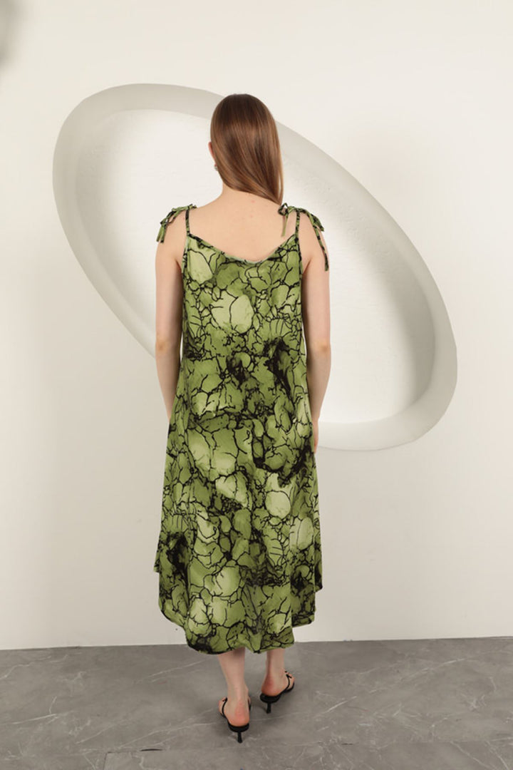 KKT Viscose Fabric Watercolour Patterned Dress-Oil Green - Redondo Beach