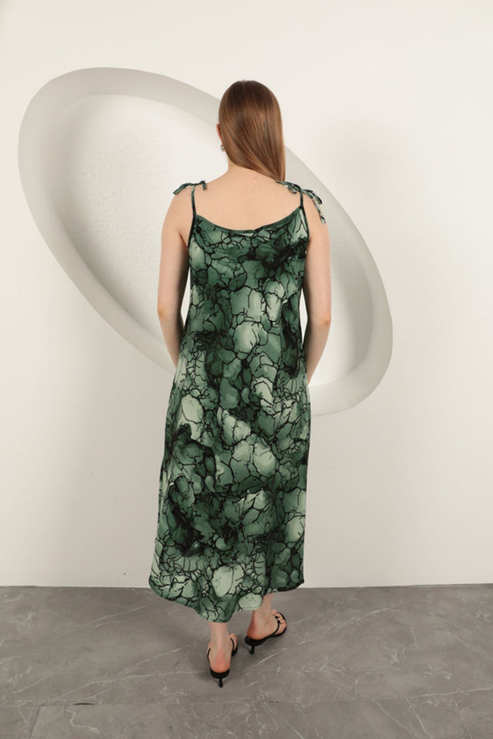 KKT Viscose Fabric Watercolour Patterned Dress-Green - Uruapan