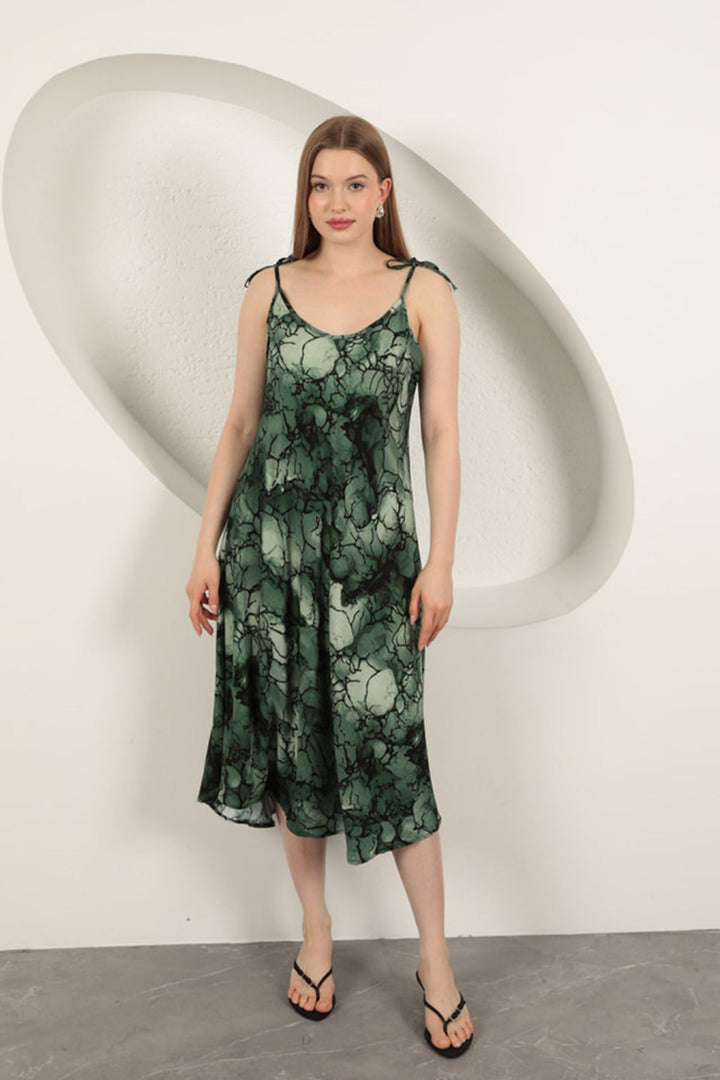 KKT Viscose Fabric Watercolour Patterned Dress-Green - Uruapan