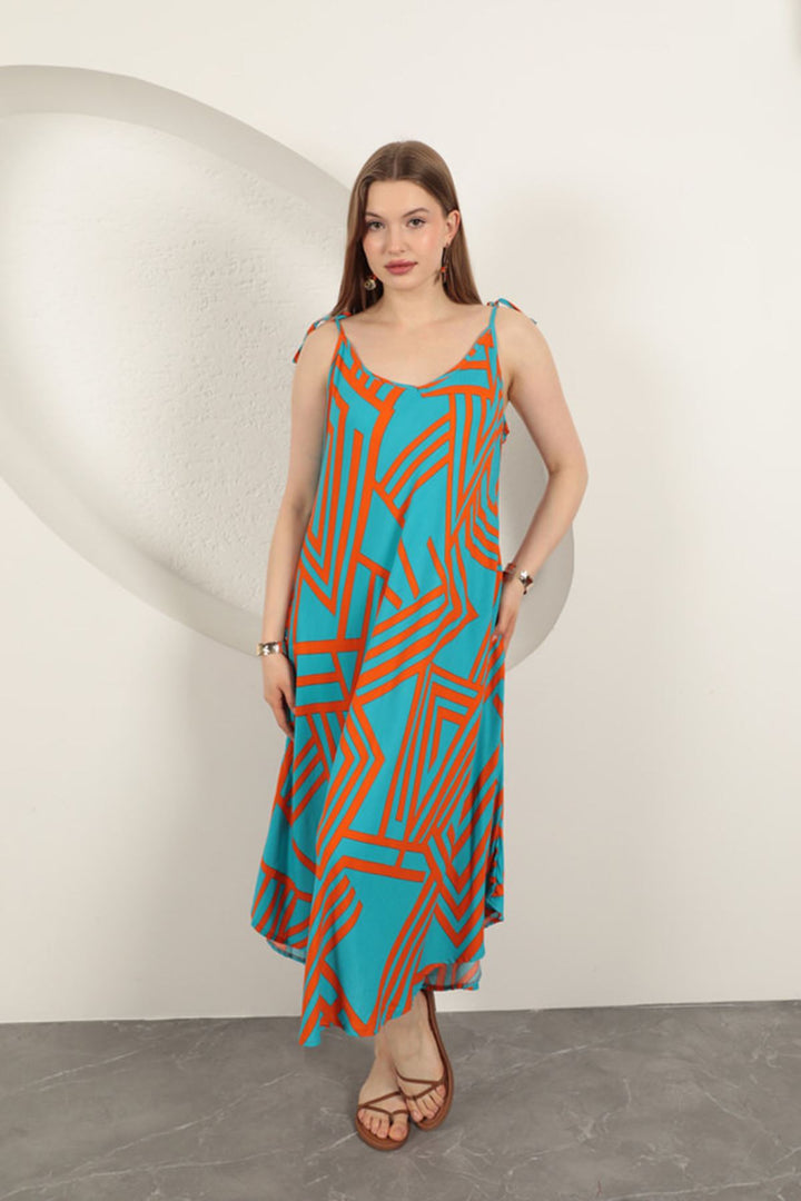 KKT Viscose Fabric Striped Dress-Orange - Fastiv