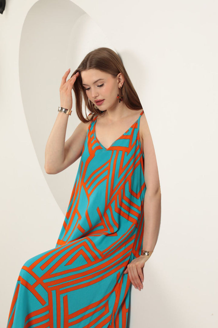 KKT Viscose Fabric Striped Dress-Orange - Fastiv