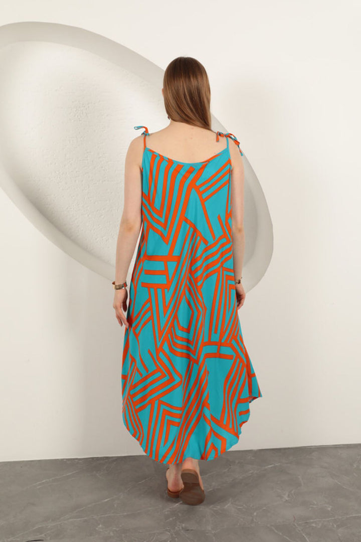 KKT Viscose Fabric Striped Dress-Orange - Fastiv