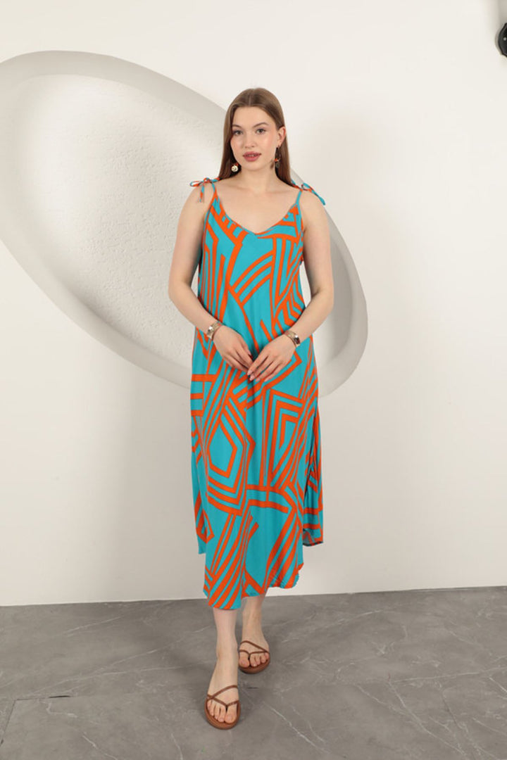 KKT Viscose Fabric Striped Dress-Orange - Fastiv