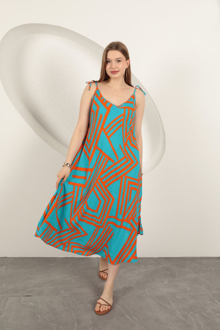 KKT Viscose Fabric Striped Dress-Orange - Fastiv