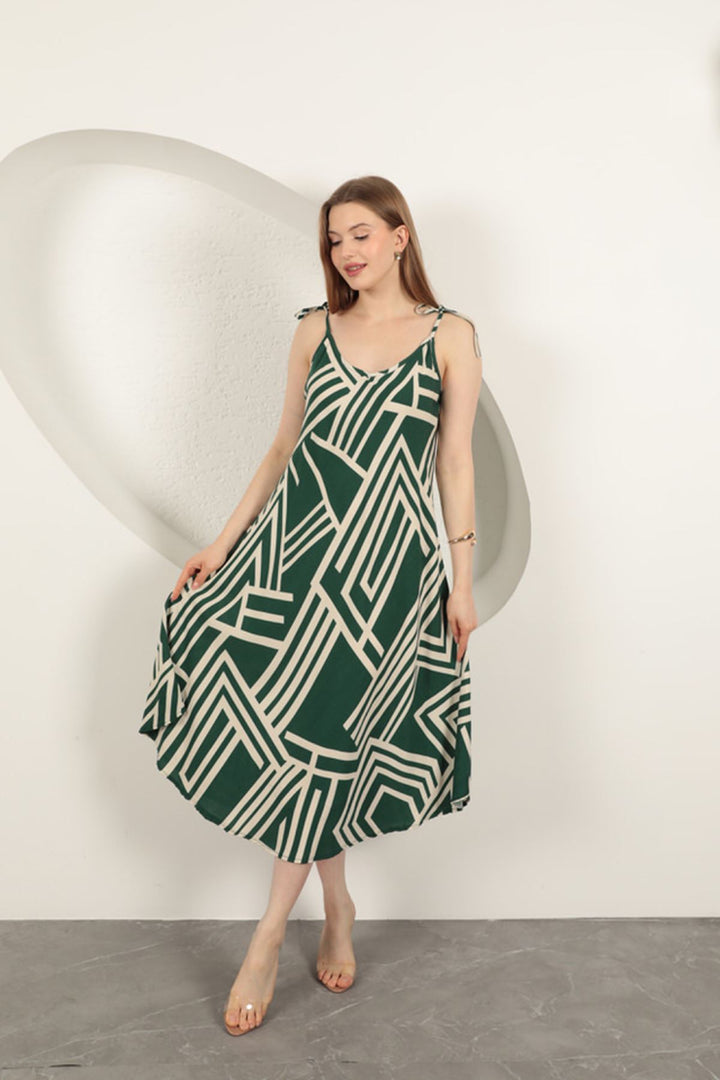 KKT Viscose Fabric Striped Dress-Khaki - Heroica Caborca