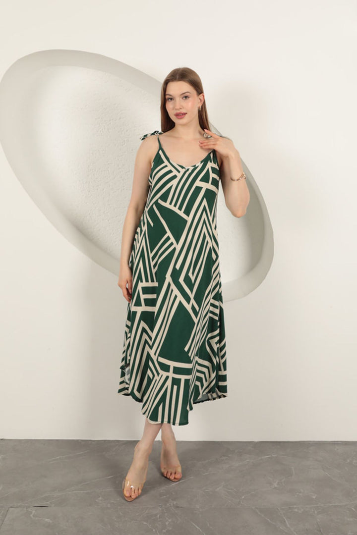KKT Viscose Fabric Striped Dress-Khaki - Heroica Caborca