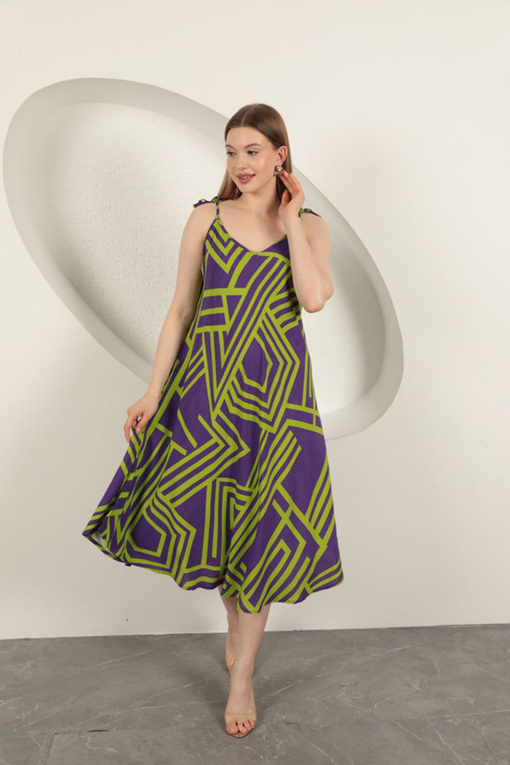 KKT Viscose Fabric Striped Dress-Purple - Kailua