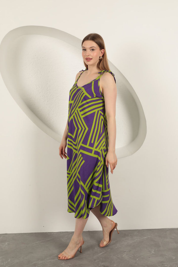 KKT Viscose Fabric Striped Dress-Purple - Kailua