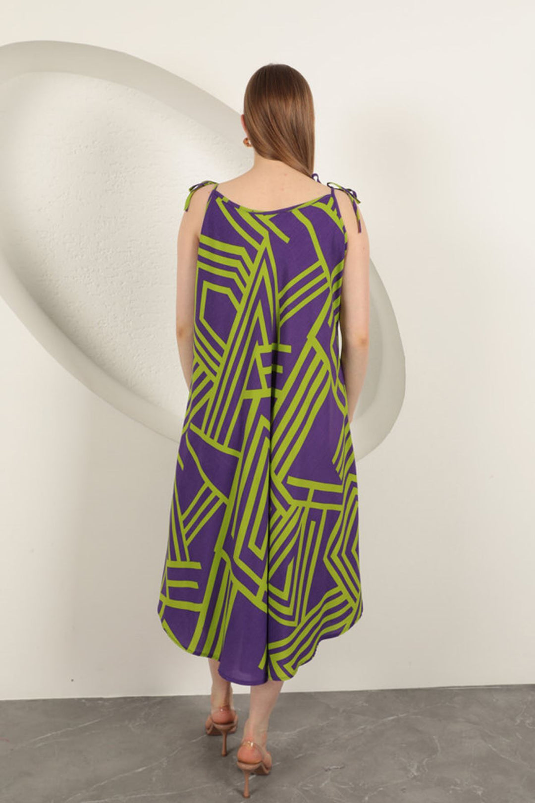 KKT Viscose Fabric Striped Dress-Purple - Kailua