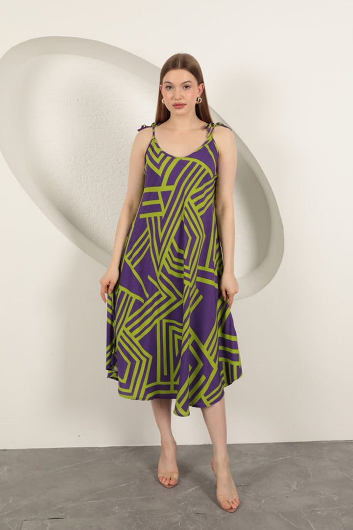 KKT Viscose Fabric Striped Dress-Purple - Kailua