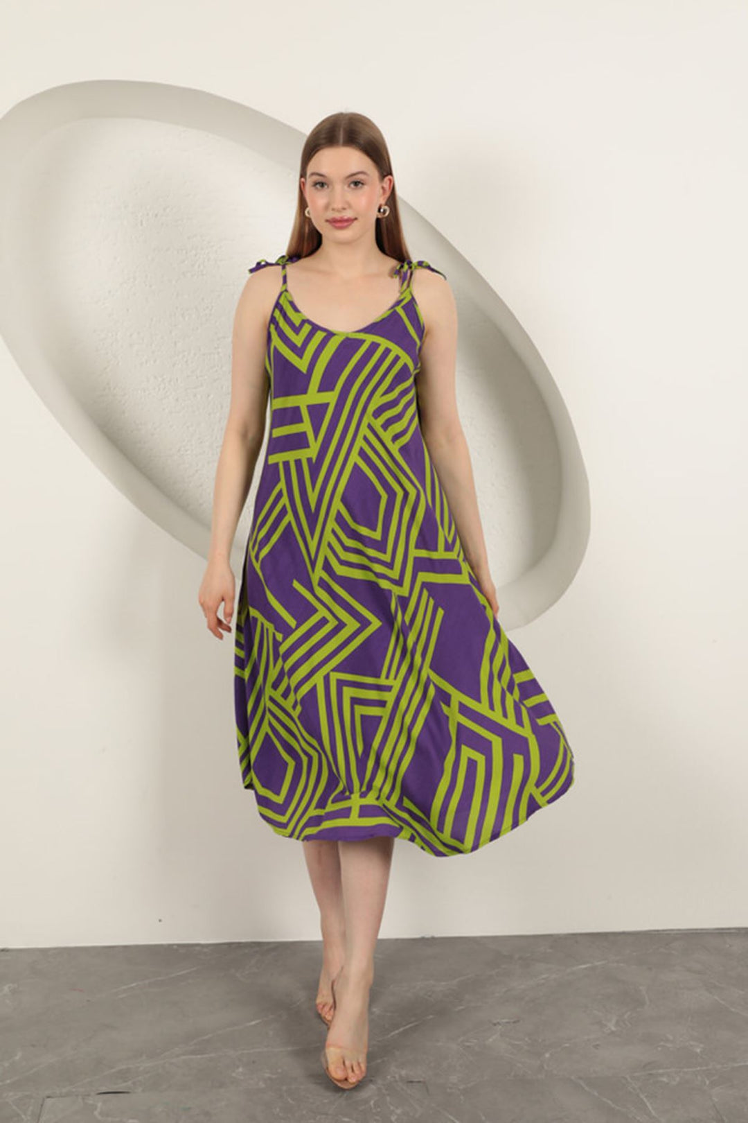 KKT Viscose Fabric Striped Dress-Purple - Kailua
