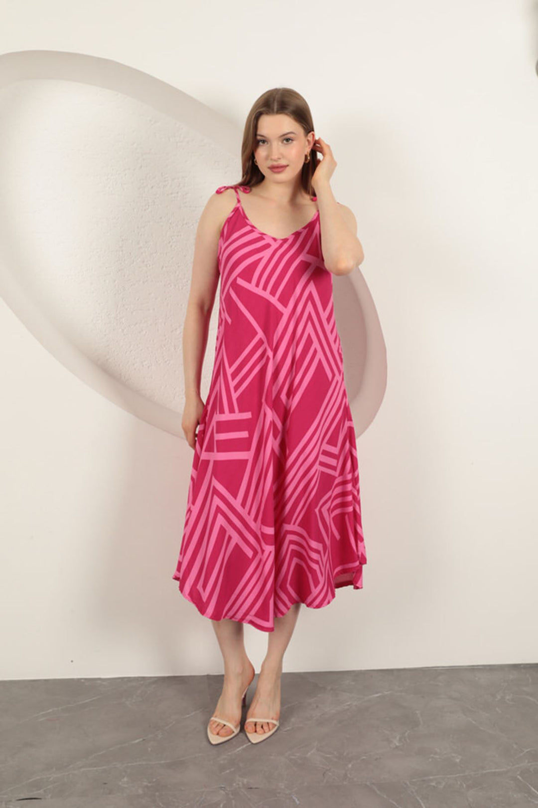 KKT Viscose Fabric Striped Dress-Fuchsia - Northglenn