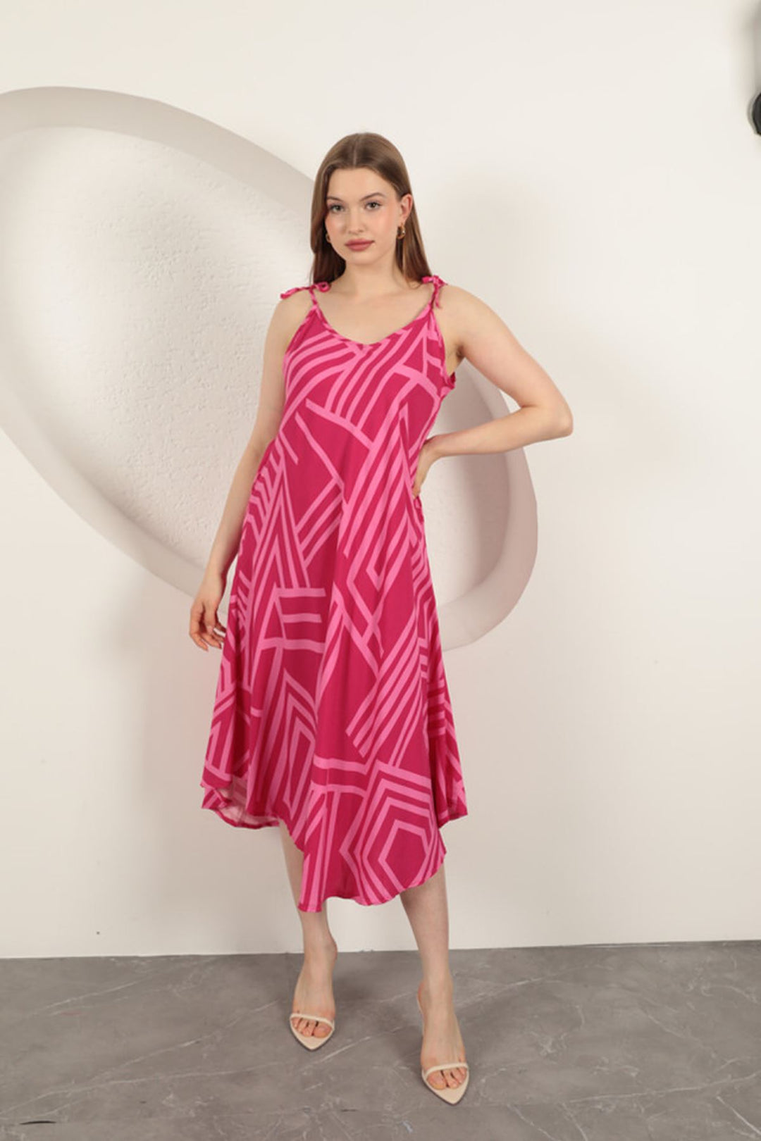 KKT Viscose Fabric Striped Dress-Fuchsia - Northglenn