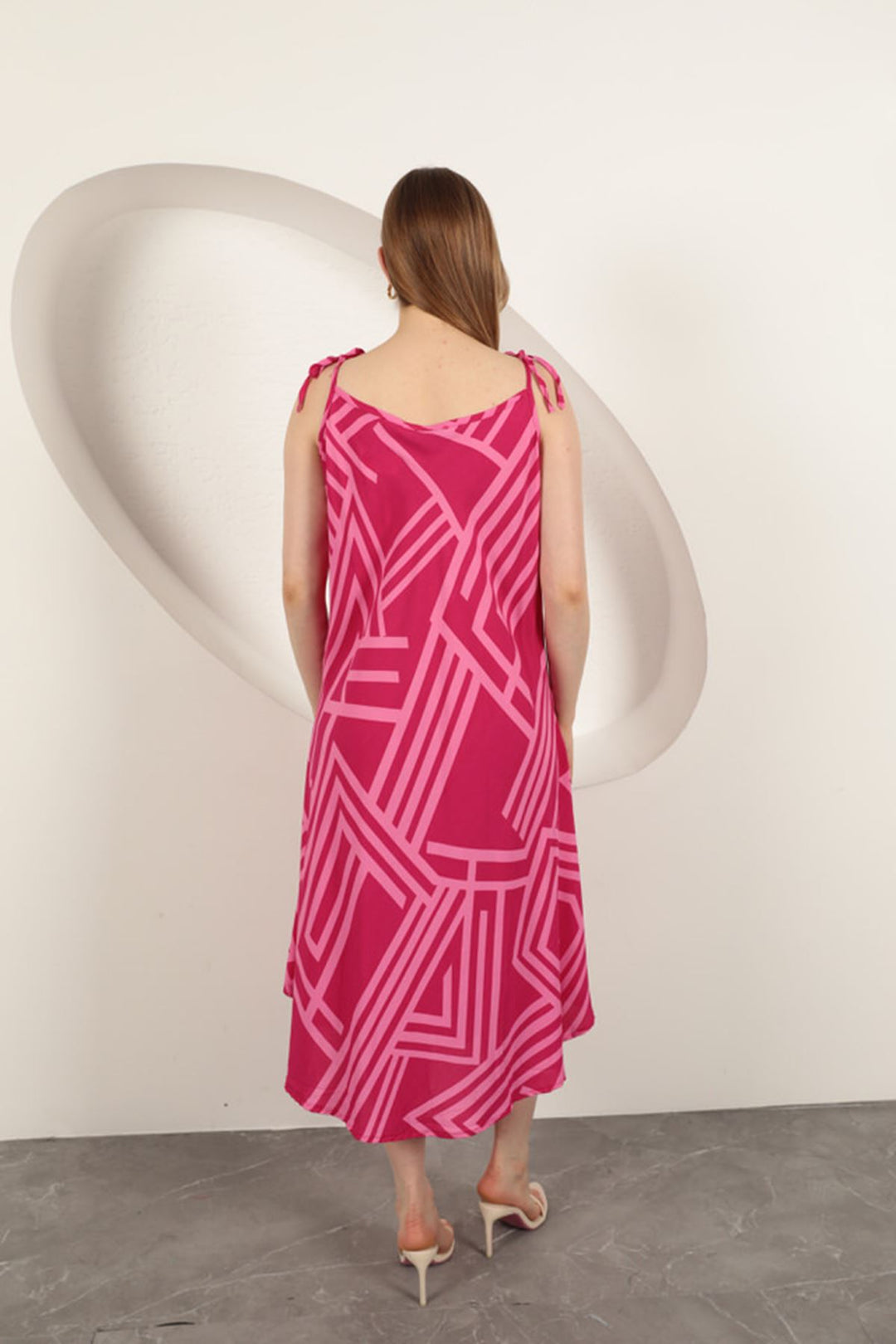 KKT Viscose Fabric Striped Dress-Fuchsia - Northglenn