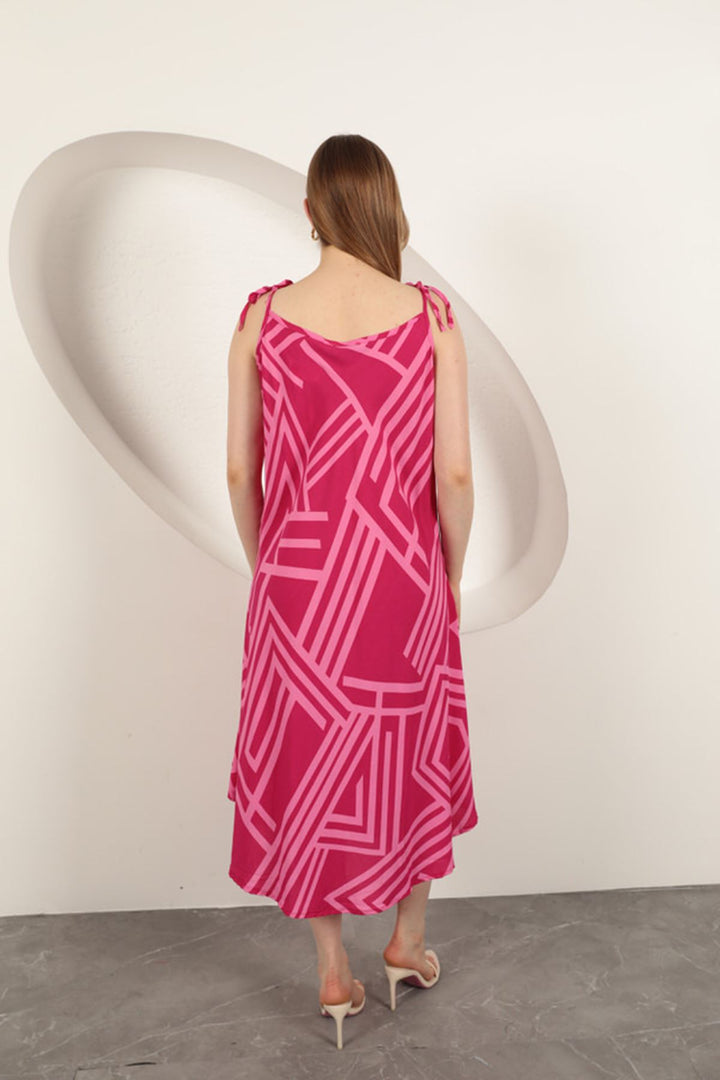 KKT Viscose Fabric Striped Dress-Fuchsia - Northglenn
