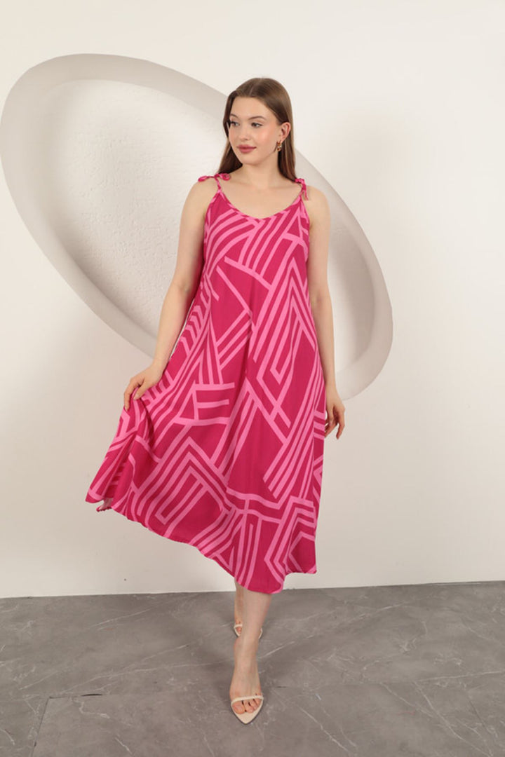 KKT Viscose Fabric Striped Dress-Fuchsia - Northglenn